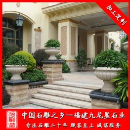 大理石花缽花盆廠家 庭院大理石花盆圖片 石材花盆批發